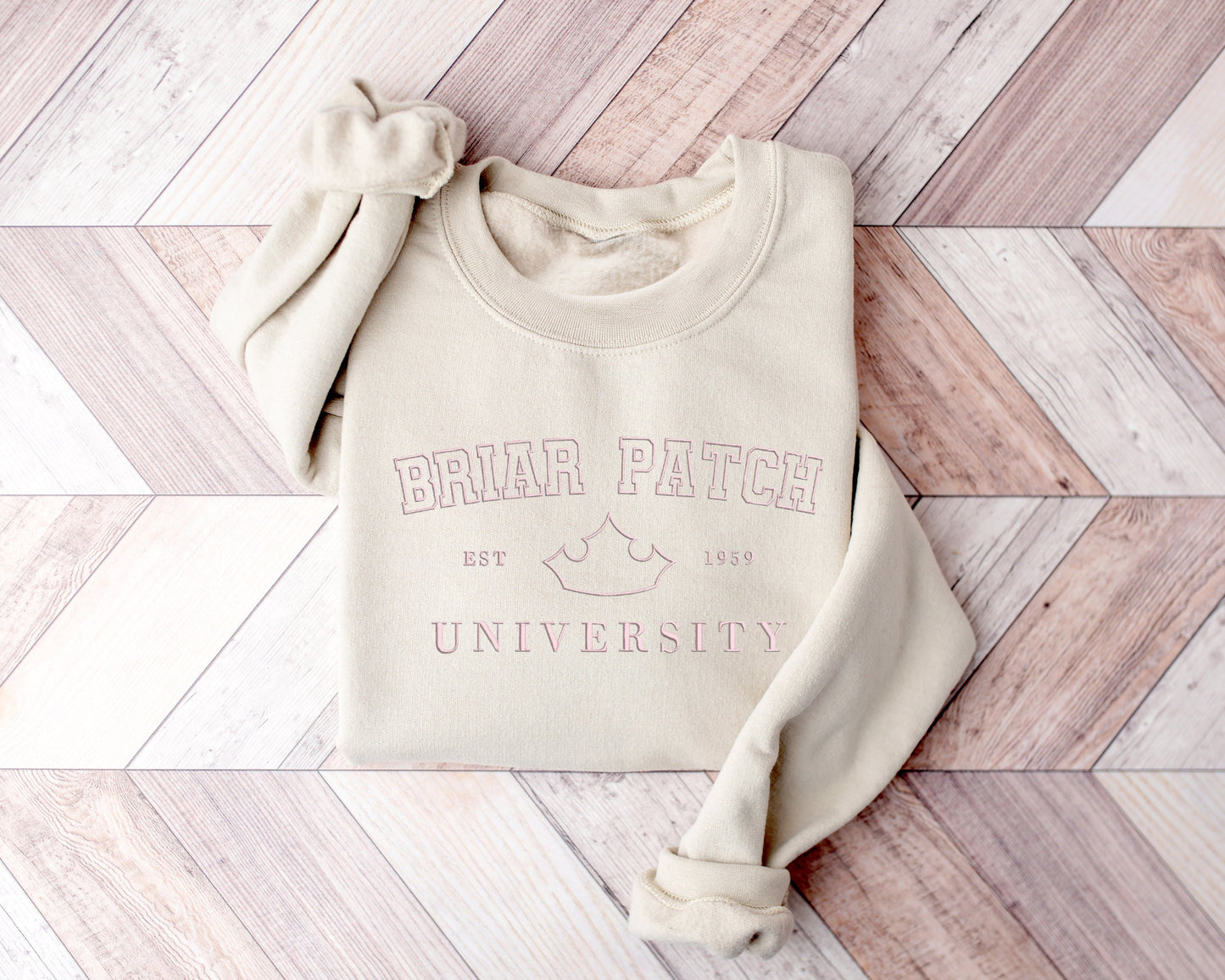 Briar Patch University Collegiate Sweatshirt – Minimalist Princess-Inspired Crewneck