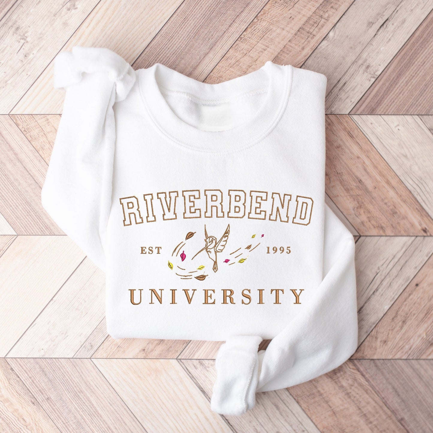 Riverbend University Collegiate Sweatshirt – Minimalist Princess-Inspired Crewneck