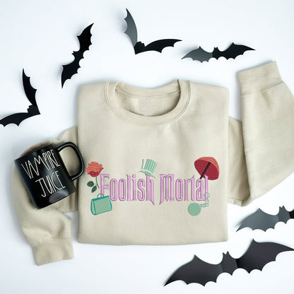 Embroidered Foolish Mortals Sweater