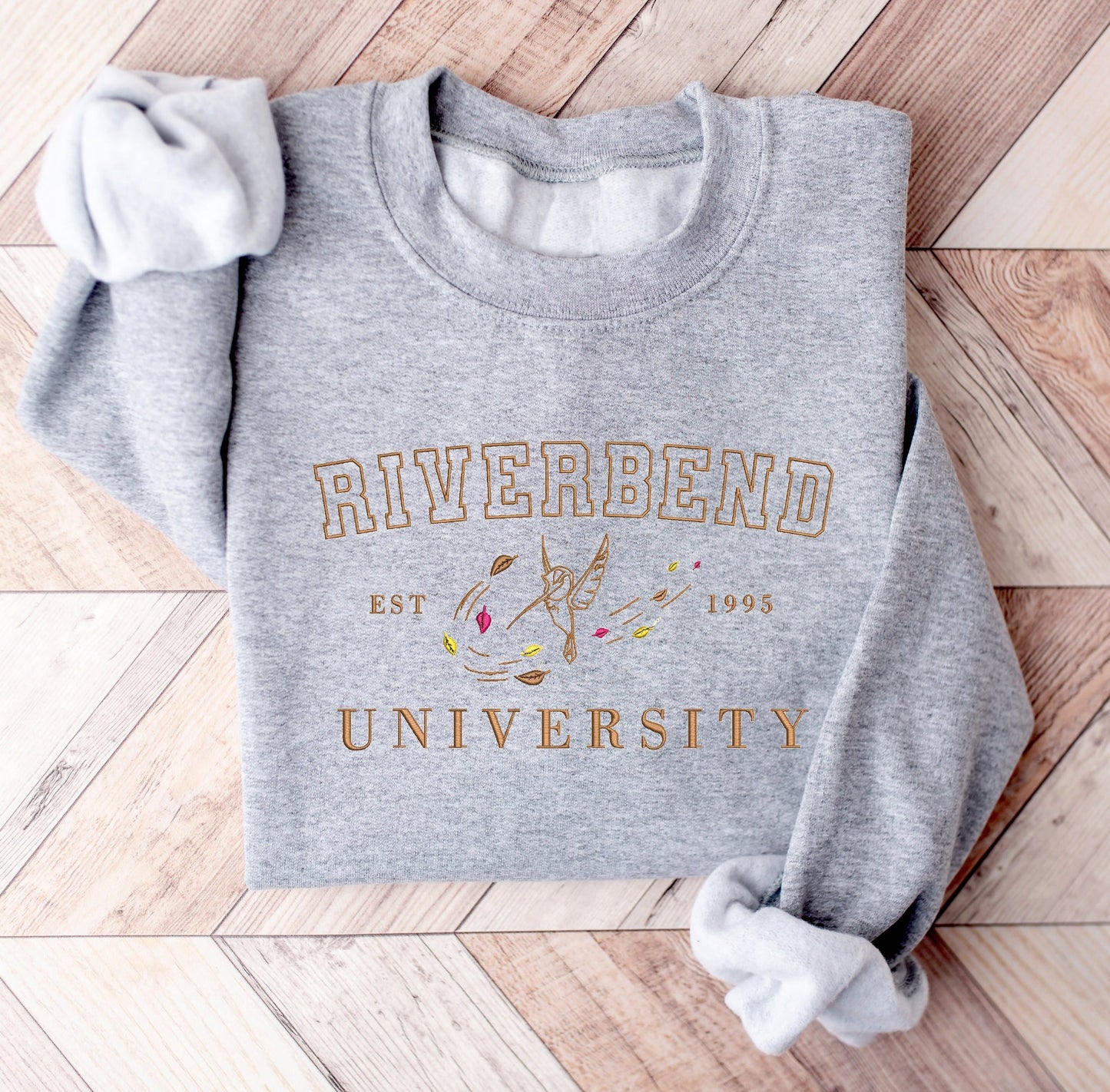 Riverbend University Collegiate Sweatshirt – Minimalist Princess-Inspired Crewneck