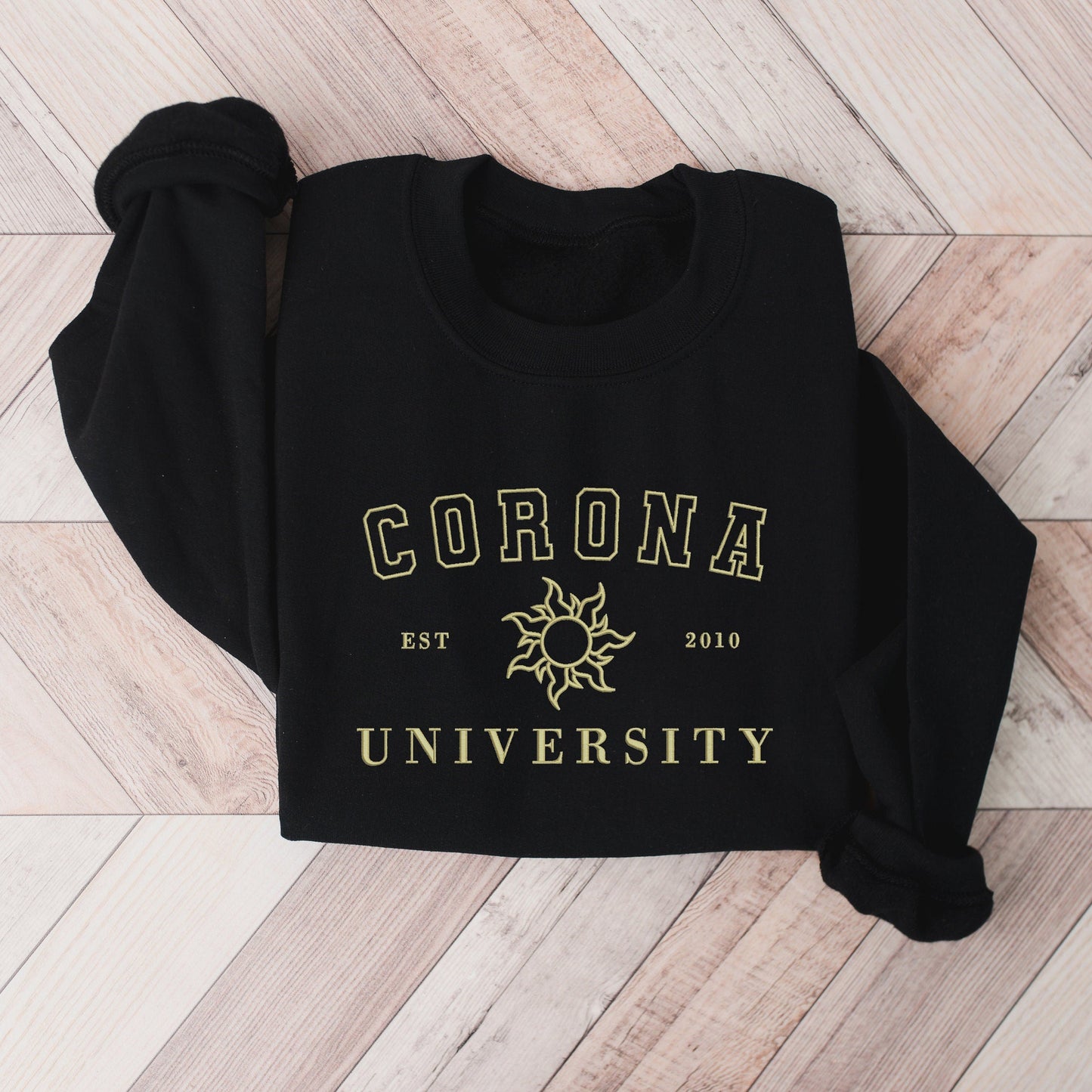 Corona University Collegiate Sweatshirt – Minimalist Princess-Inspired Crewneck