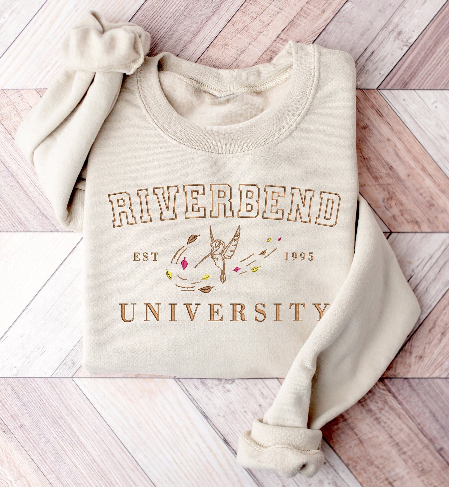 Riverbend University Collegiate Sweatshirt – Minimalist Princess-Inspired Crewneck