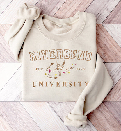 Riverbend University Collegiate Sweatshirt – Minimalist Princess-Inspired Crewneck