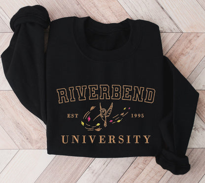 Riverbend University Collegiate Sweatshirt – Minimalist Princess-Inspired Crewneck