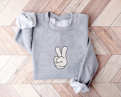Mickey Peace Hand Embroidered Sweater