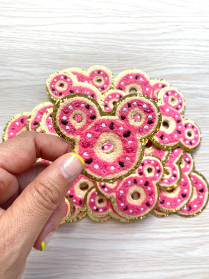 Pink Donut Mouse Chenille Patch – IRON ON