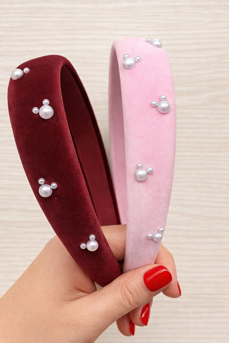 Valentine Velvet Pearl Mickey Headband
