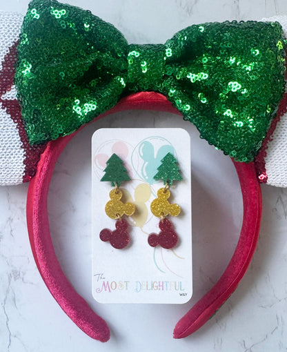 Merry Magic Tree & Mickey Dangle Earrings