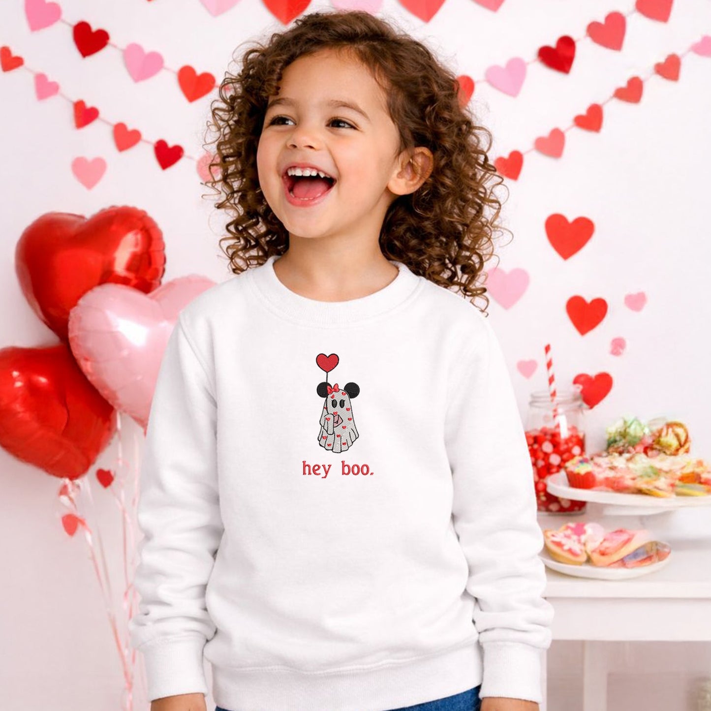 Youth Valentine Hey Boo Crewneck