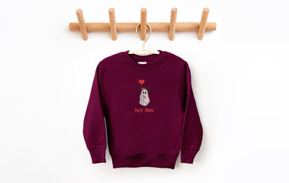 Youth Valentine Hey Boo Crewneck