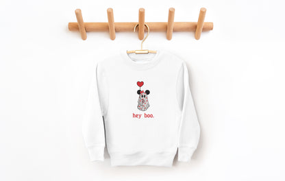 Youth Valentine Hey Boo Crewneck
