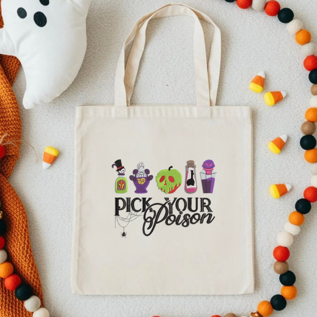 Embroidered Pick Your Poison Tote