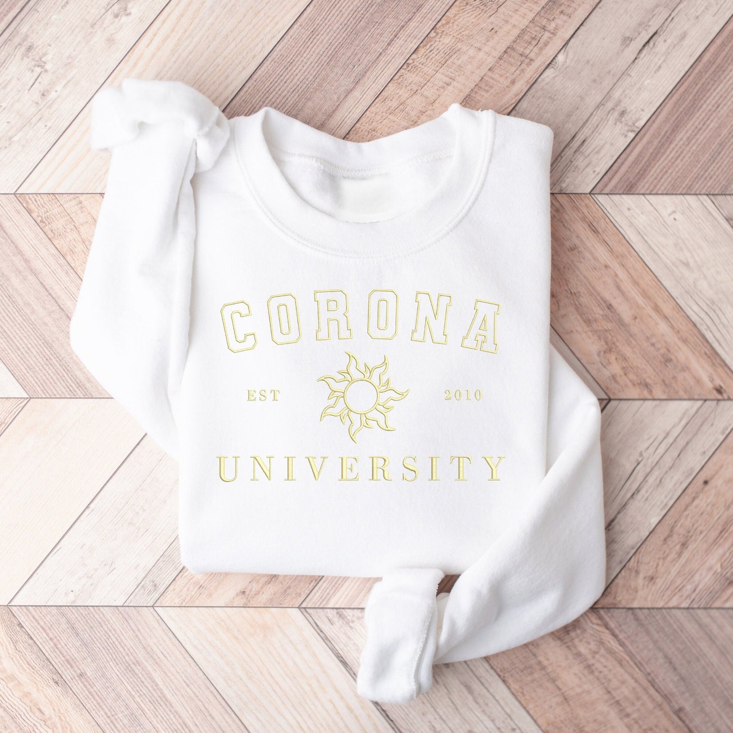 Corona University Collegiate Sweatshirt – Minimalist Princess-Inspired Crewneck