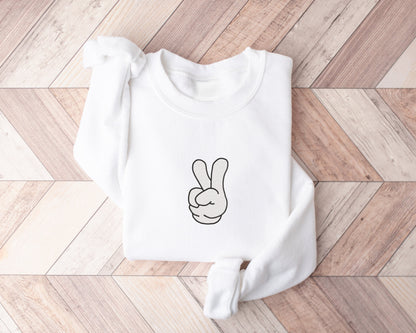 Mickey Peace Hand Embroidered Sweater