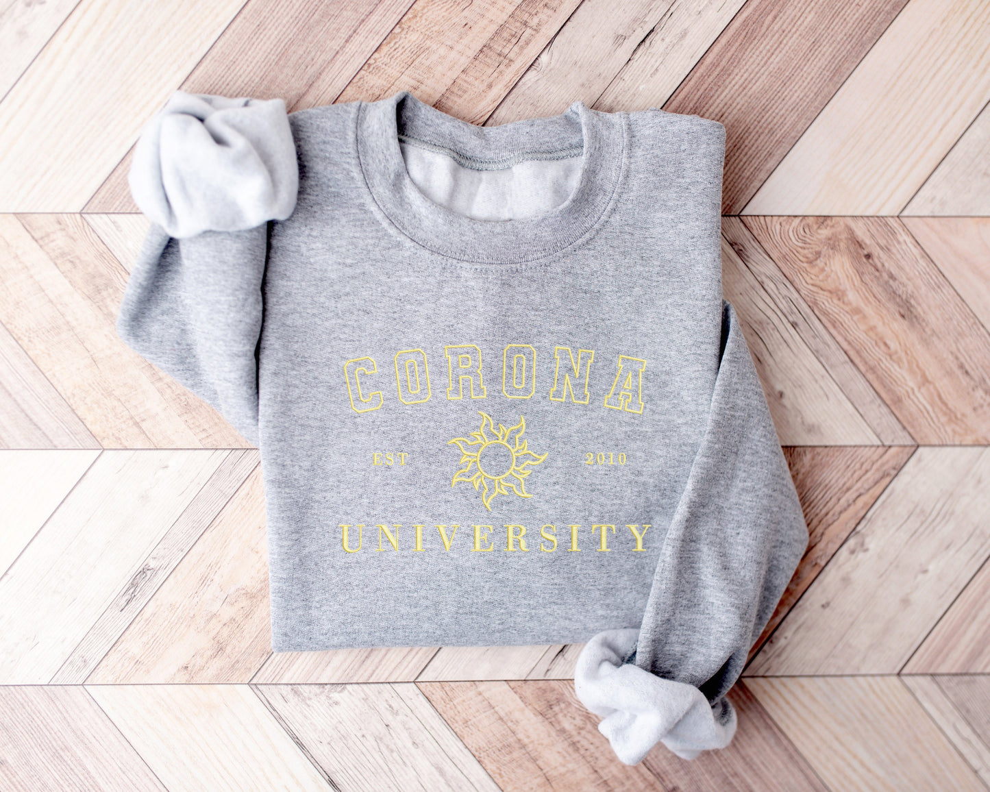 Corona University Collegiate Sweatshirt – Minimalist Princess-Inspired Crewneck