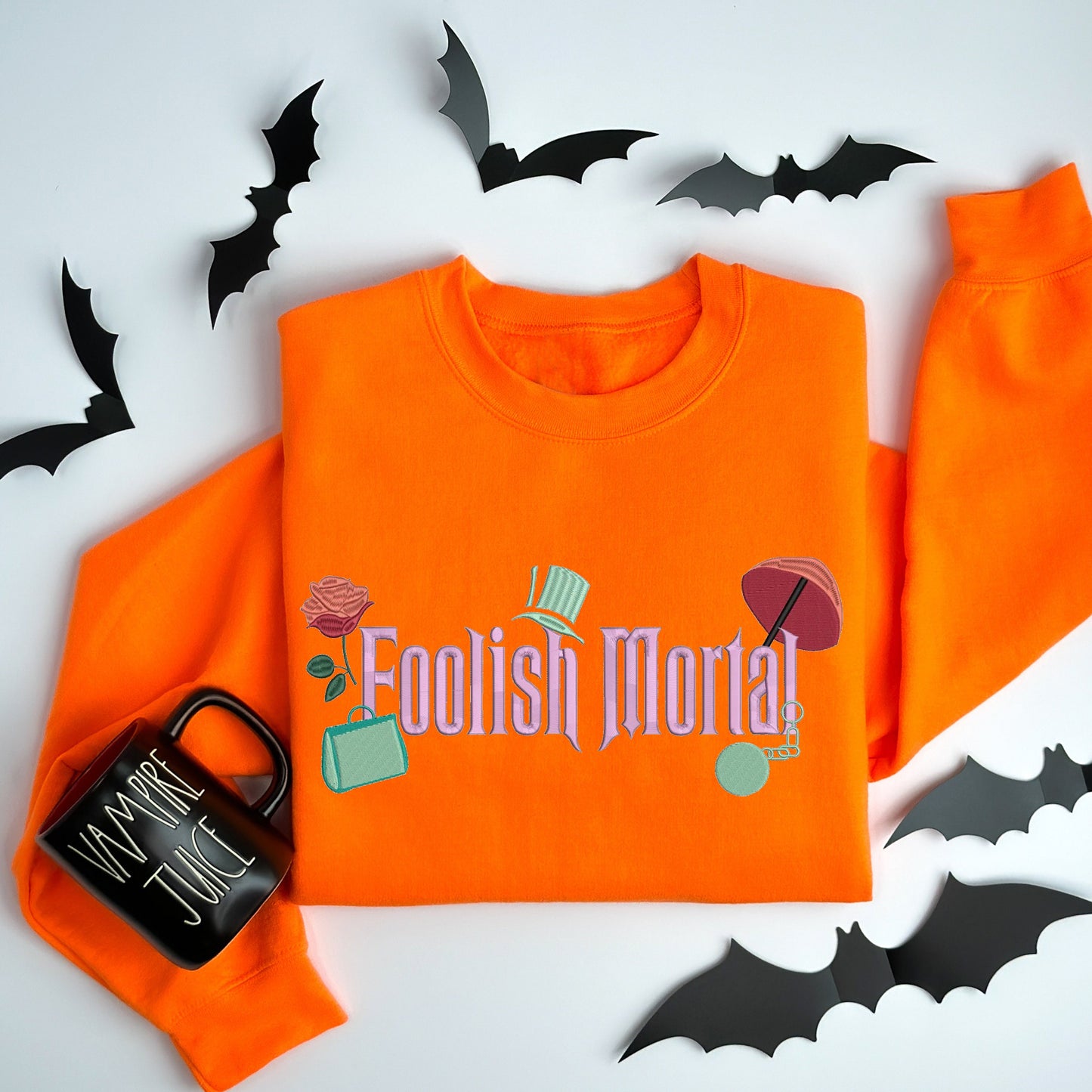 Embroidered Foolish Mortals Sweater