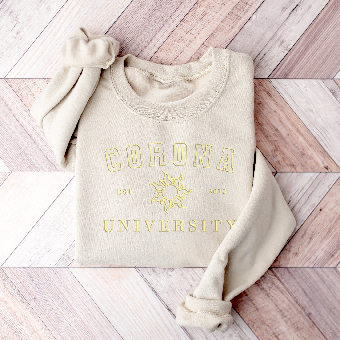 Corona University Collegiate Sweatshirt – Minimalist Princess-Inspired Crewneck